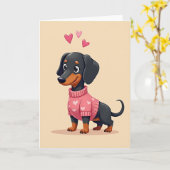 Dachshund Love Hearts Dog Card カード (黄色い花)