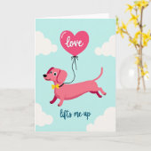 Dachshund Love Lifts You Up Card カード (黄色い花)