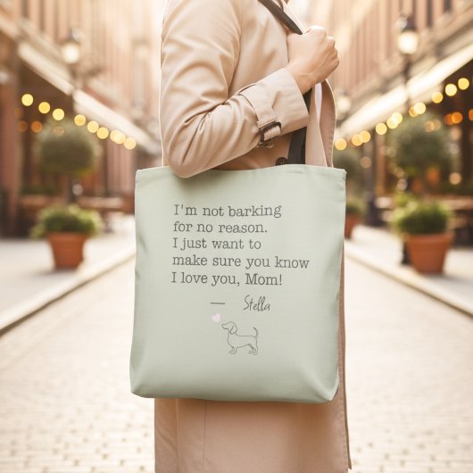 Dachshund Love Message Personalized Sage Green トートバッグ