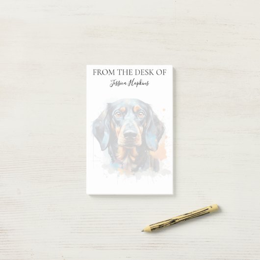 Dachshund Lover Monogrammed Dog ポストイット (デスク上)