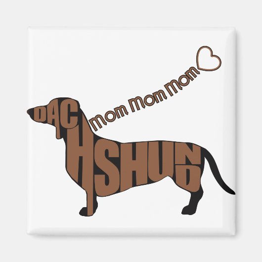 Dachshund Mom – ブラックとタンドキシー – ハートリーシュ マグネット (正面)