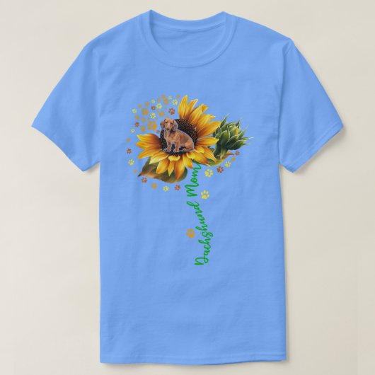 Dachshund Mom Funny Dachshund On Sunflower Dog Paw Tシャツ (デザイン正面)