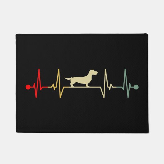 Dachshund Mom Heartbeat Vintage Retro ドアマット (正面)