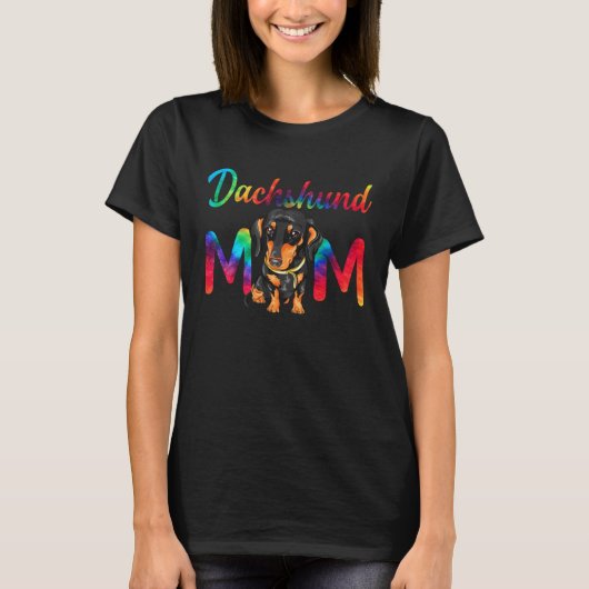 Dachshund Mom Tie Dye Dog Mom Mothers Day Tシャツ (正面)