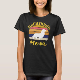 Dachshund Mom Vintage Sunset: Long-Haired  Tシャツ