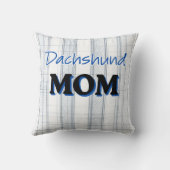 Dachshund MOM with light blue plaid background クッション (裏面)