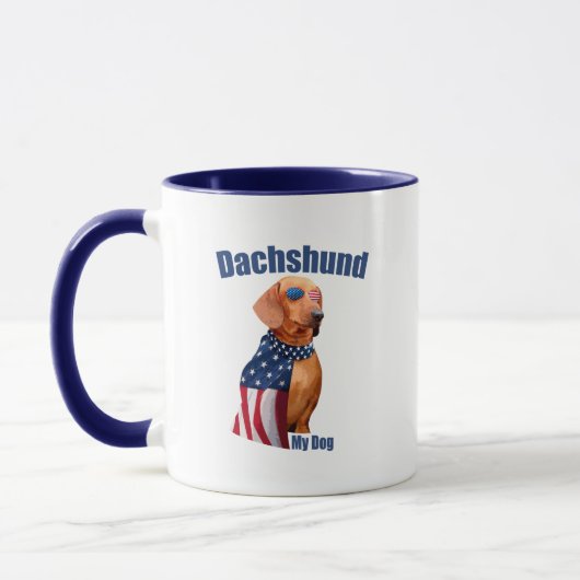 Dachshund Mug – Funny Patriotic Dog Lover マグカップ (左)