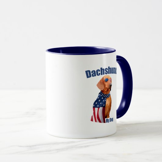 Dachshund Mug – Funny Patriotic Dog Lover マグカップ (正面右)
