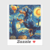 Dachshund of van gogh starry night halloween Funny シール (シート)