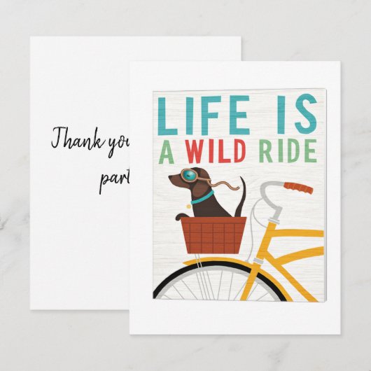 Dachshund on Bicycle サンキューカード (正面/裏面)
