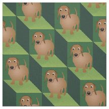 Dachshund on Green Cubes