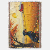 Dachshund on the farm at sunset スローブランケット (正面縦)