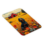 dachshund on the farm in autumn マグネット (右側)