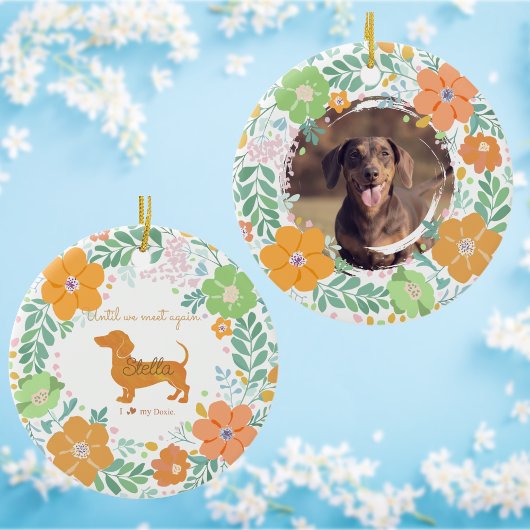 Dachshund Pastel Orange Custom Photo Memorial セラミックオーナメント