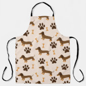 Dachshund Pattern:ヴィンテージプリントデザイン エプロン (正面)