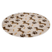Dachshund Pattern:ヴィンテージプリントデザイン カッティングボード (角)