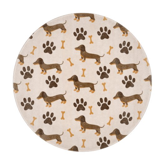 Dachshund Pattern:ヴィンテージプリントデザイン カッティングボード (正面)