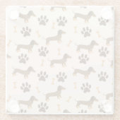Dachshund Pattern:ヴィンテージプリントデザイン ガラスコースター (裏面)