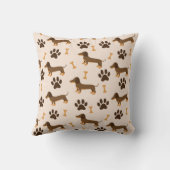 Dachshund Pattern:ヴィンテージプリントデザイン クッション (裏面)