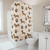 Dachshund Pattern:ヴィンテージプリントデザイン シャワーカーテン (インサイチュ)
