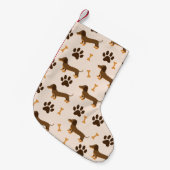 Dachshund Pattern:ヴィンテージプリントデザイン スモールクリスマスストッキング (正面 (吊り時))