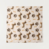 Dachshund Pattern:ヴィンテージプリントデザイン タペストリー (正面(横))