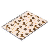 Dachshund Pattern:ヴィンテージプリントデザイン ノートブック (左側)