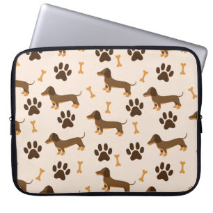 Dachshund Pattern:ヴィンテージプリントデザイン ラップトップスリーブ