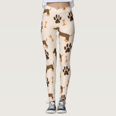 Dachshund Pattern:ヴィンテージプリントデザイン レギンス (正面)