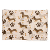Dachshund Pattern:ヴィンテージプリントデザイン 枕カバー (裏面)