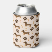 Dachshund Pattern:ヴィンテージプリントデザイン 缶クーラー (缶正面)