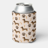 Dachshund Pattern:ヴィンテージプリントデザイン 缶クーラー (缶裏面)