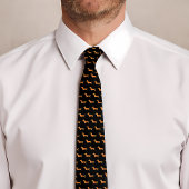 Dachshund Pattern Cute Wiener Dog Print Black ネクタイ