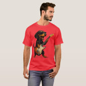Dachshund Playing Guitar Rock Music Dog Lover Pet  Tシャツ (正面フル)
