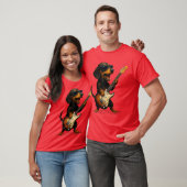 Dachshund Playing Guitar Rock Music Dog Lover Pet  Tシャツ (ユニセックス)