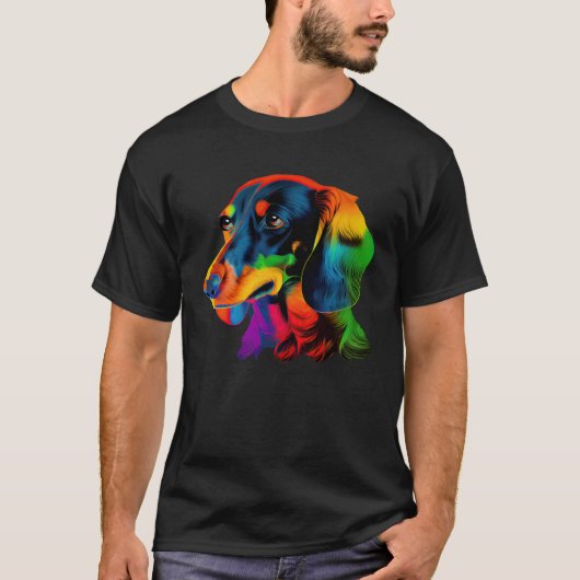 Dachshund Pop Colorful  Dachshund Tシャツ (正面)