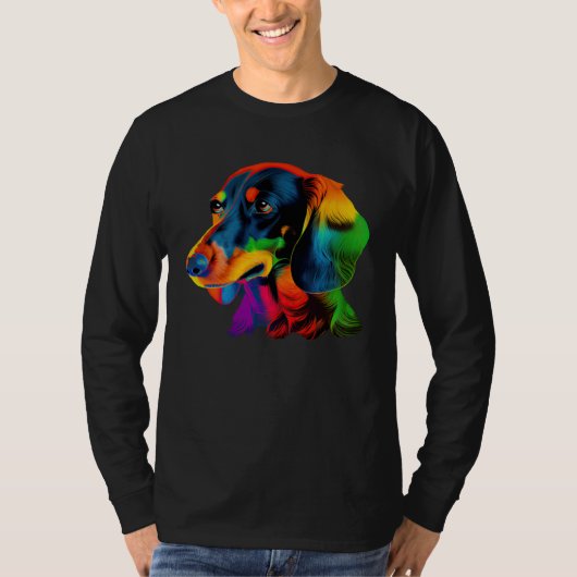 Dachshund Pop Colorful  Dachshund Tシャツ (正面)