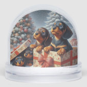 Dachshund Puppies Personalized Snow Globe (正面)