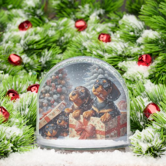 Dachshund Puppies Personalized Snow Globe (クリスマス)