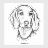 dachshund puppy dog black white simple sketch stic シール (シート)