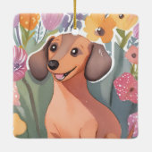 Dachshund Puppy | Watercolor Dog Pet セラミックオーナメント (裏面)