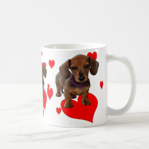 DACHSHUND Puppy withハート コーヒーマグカップ