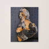 dachshund puzzle blue ジグソーパズル (縦)