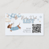 Dachshund QR Code Baby Registry Website Blue エンクロージャーカード (正面)