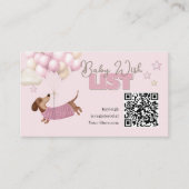 Dachshund QR Code Baby Registry Website Pink エンクロージャーカード (正面)