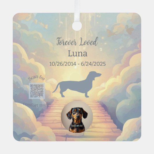 Dachshund Rainbow Bridge Memorial Ornament メタルオーナメント (正面)