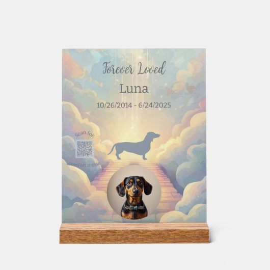 Dachshund Rainbow Bridge Memorial Plaque アクリルサイン (正面)