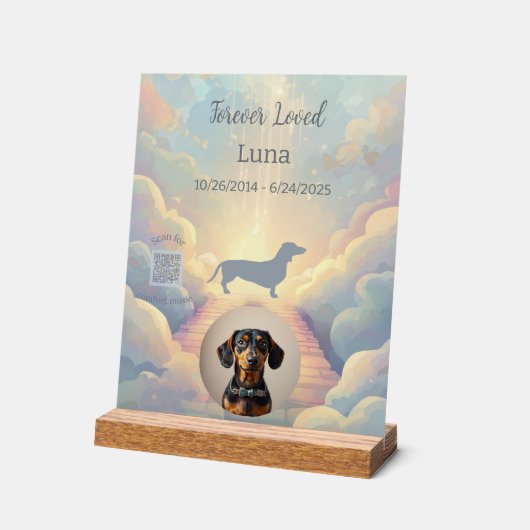 Dachshund Rainbow Bridge Memorial Plaque アクリルサイン (傾斜)