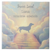 Dachshund Rainbow Bridge Memorial Tile with Music タイル (正面)