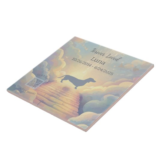 Dachshund Rainbow Bridge Memorial Tile with Music タイル (側面)